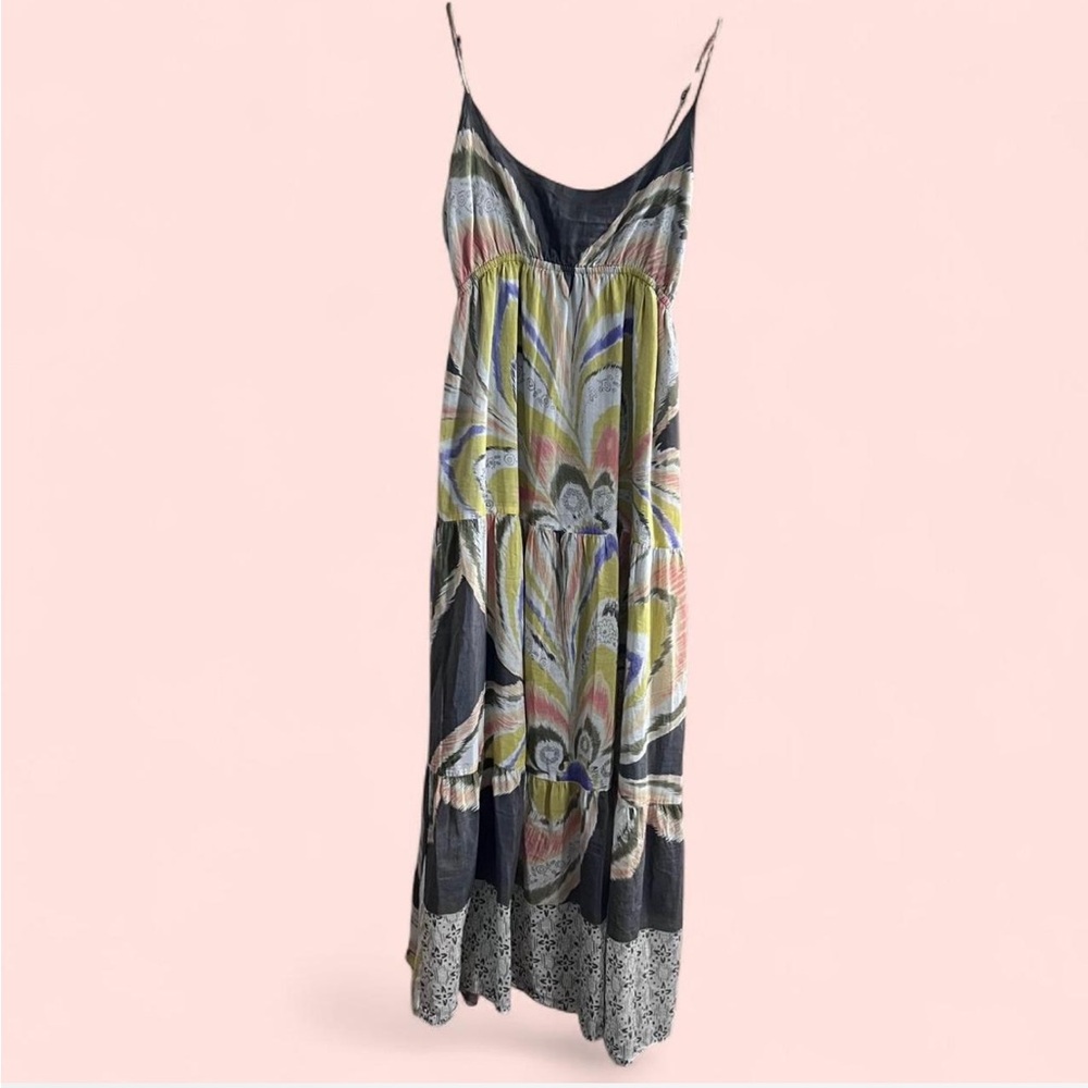 Bohemian Multi-Color Maxi Dress with Spaghetti Straps
